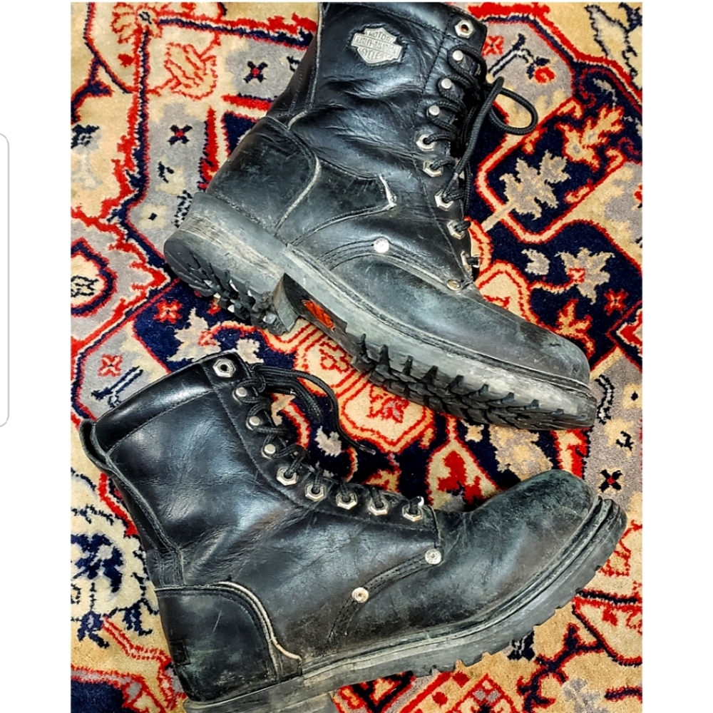 Harley-Davidson Vintage Biker Lace Up Combat Boots Size 9